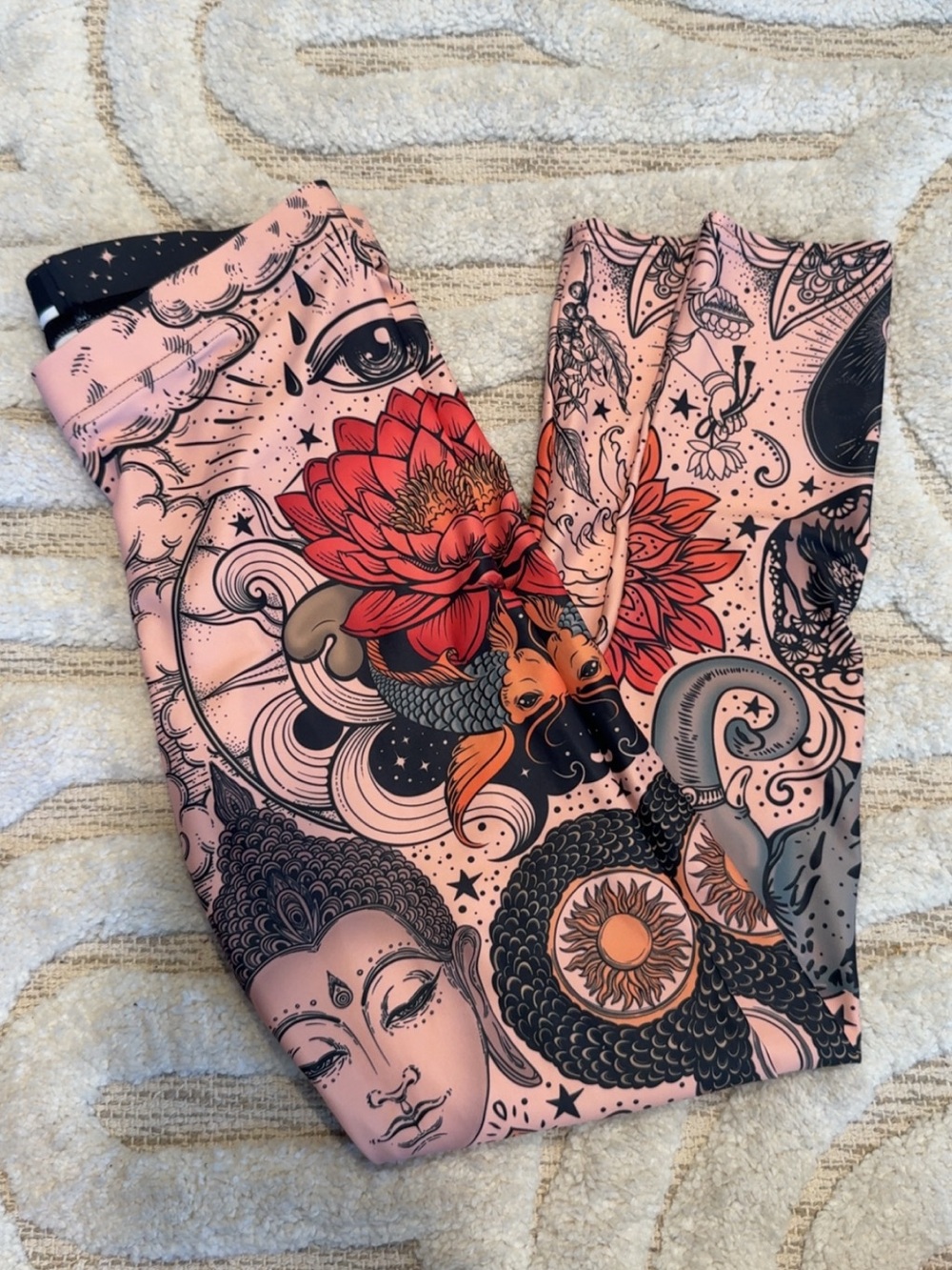 Pink Floral & Mythic Print Leggings